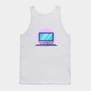 Computer Desktop With Mouse Cartoon Vector Icon Illustration Tank Top